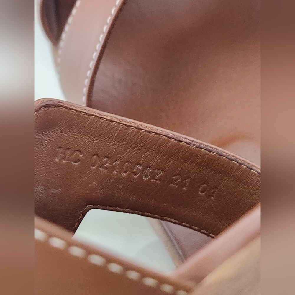 Brown Olympe Leather Slide Sandals - Picture 11 of 14